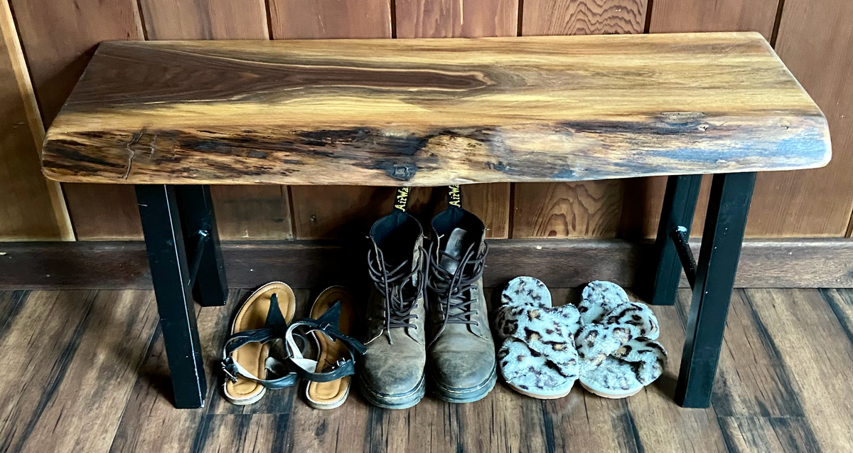 Black Walnut Live Edge Bench for Mudroom, Entryway, Hallway, Dining Room|Rustic Bedroom Bench|Farmhouse Kitchen Bench| Custom Wood Bench