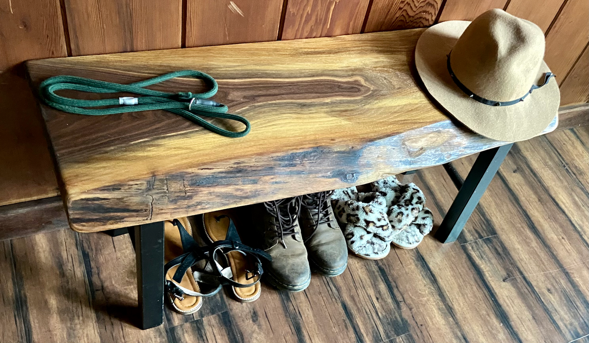 Black Walnut Live Edge Bench for Mudroom, Entryway, Hallway, Dining Room|Rustic Bedroom Bench|Farmhouse Kitchen Bench| Custom Wood Bench