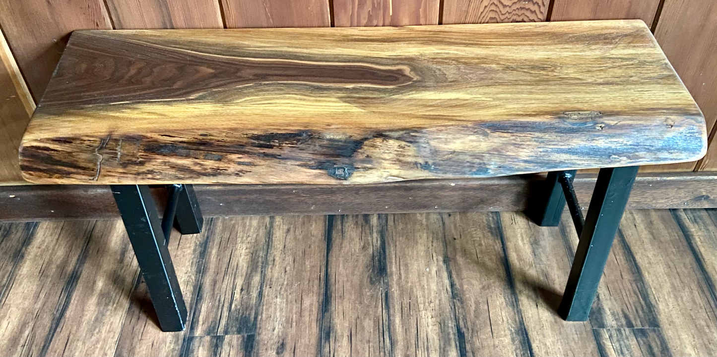Black Walnut Live Edge Bench for Mudroom, Entryway, Hallway, Dining Room|Rustic Bedroom Bench|Farmhouse Kitchen Bench| Custom Wood Bench