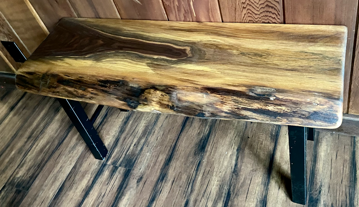 Black Walnut Live Edge Bench for Mudroom, Entryway, Hallway, Dining Room|Rustic Bedroom Bench|Farmhouse Kitchen Bench| Custom Wood Bench