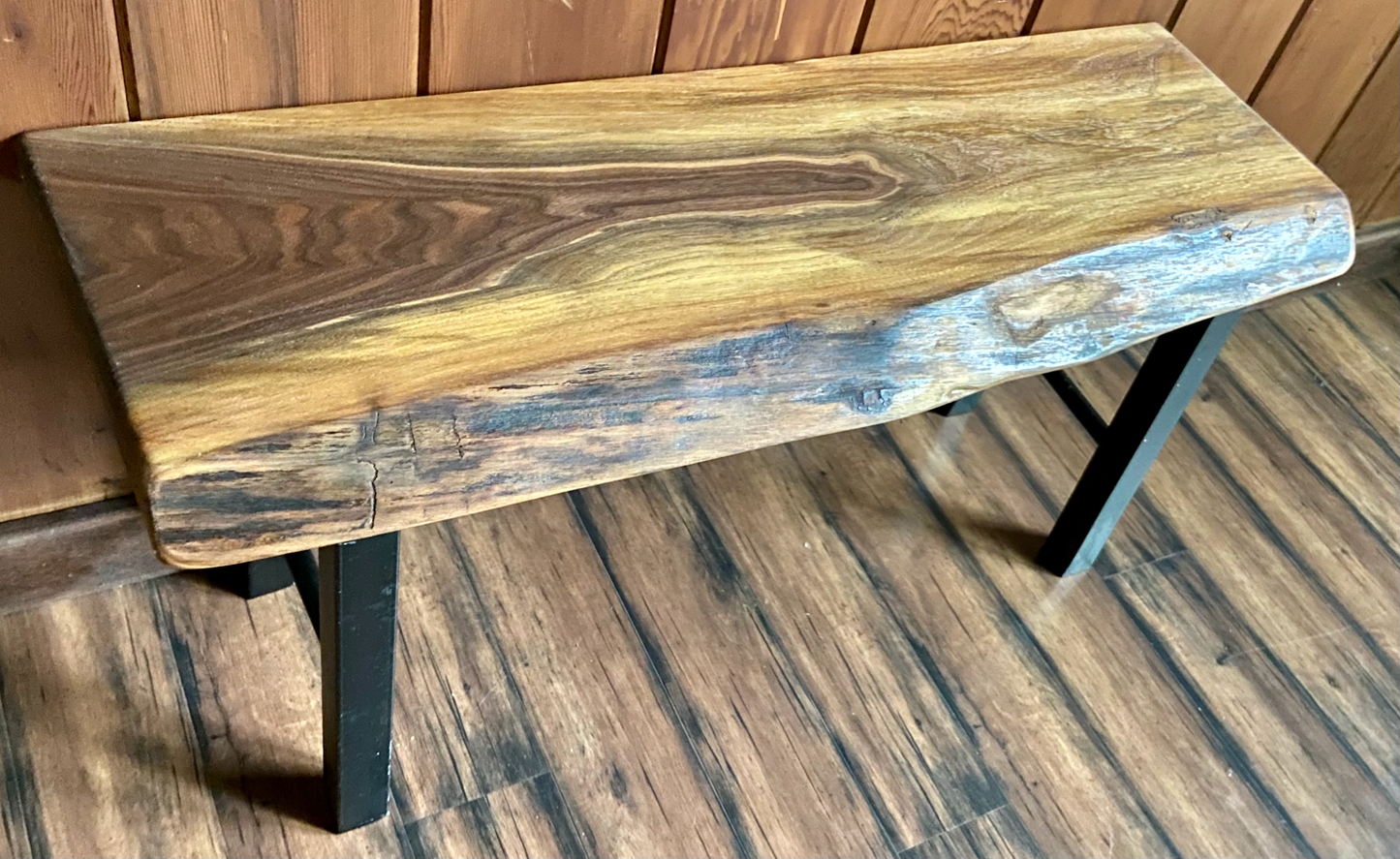 Black Walnut Live Edge Bench for Mudroom, Entryway, Hallway, Dining Room|Rustic Bedroom Bench|Farmhouse Kitchen Bench| Custom Wood Bench