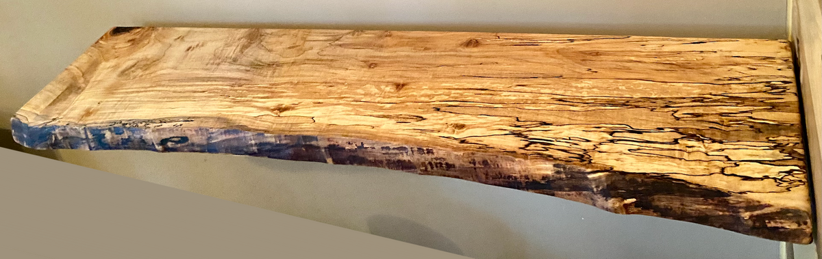 Custom Live Edge Spalted Maple Rustic Wood Floating Shelves|Ambrosia Maple Wood Wall Shelves