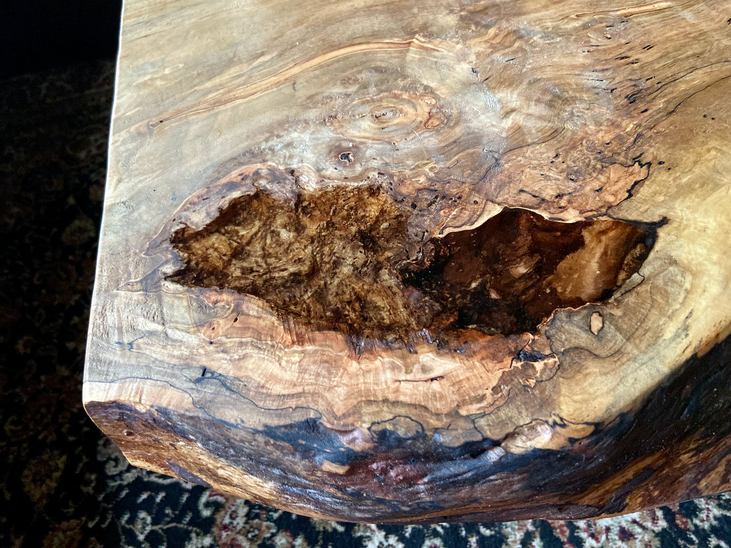SET - Live Edge Curly Maple Burl Wood Coffee Table|Spalted Maple Table Set of 2