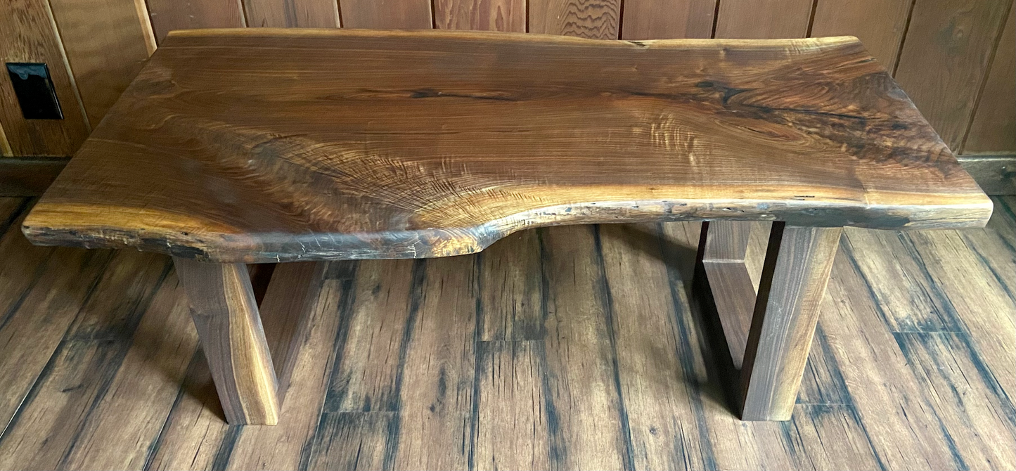 Live Edge Walnut Table Set with Complementary End Table