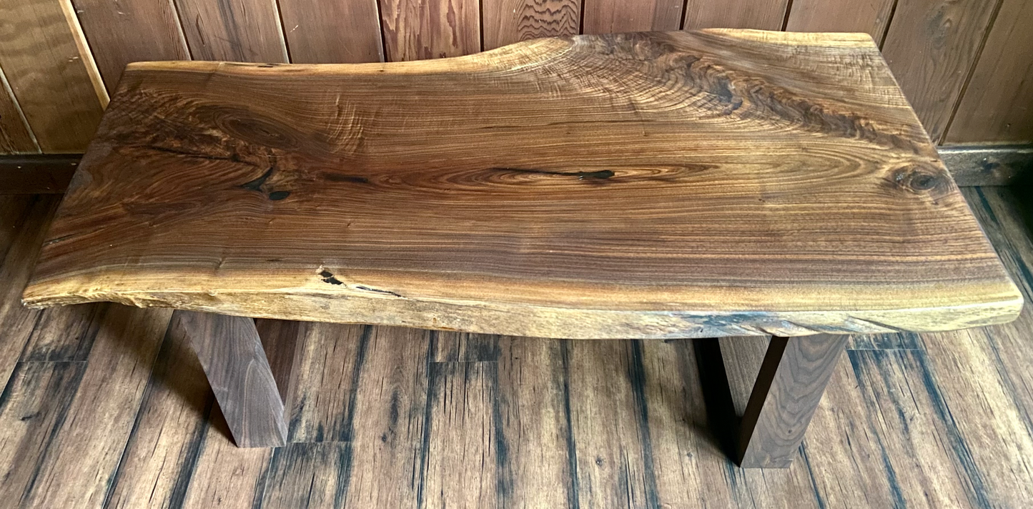 Live Edge Walnut Table Set with Complementary End Table