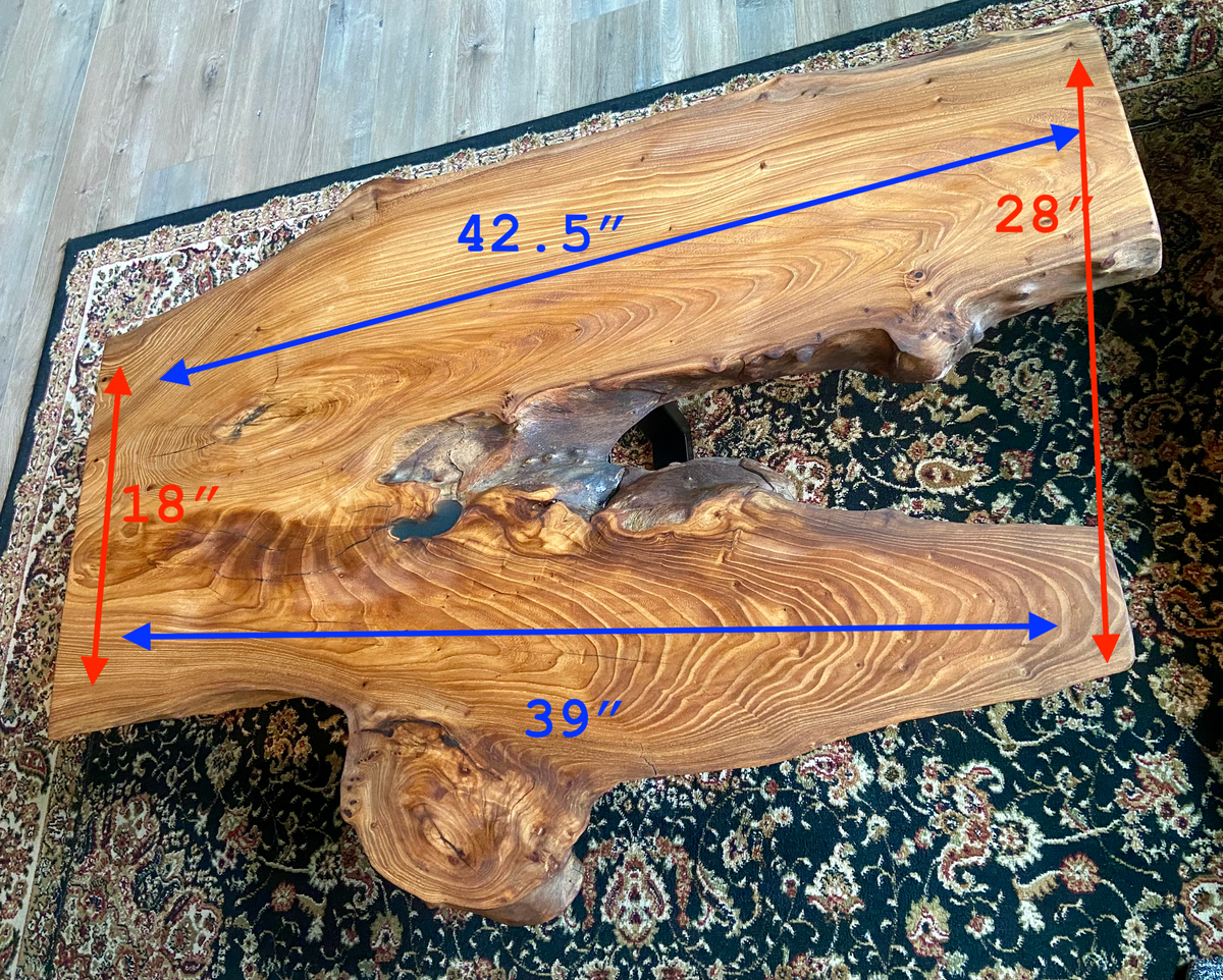 Natural Live Edge Burl Chestnut Wood Coffee Table