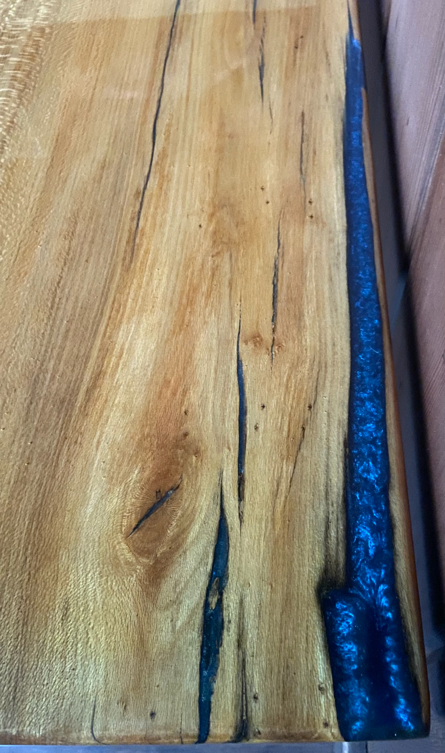 Rustic and Clean Live Edge Maple Accent Table with Epoxy Coat
