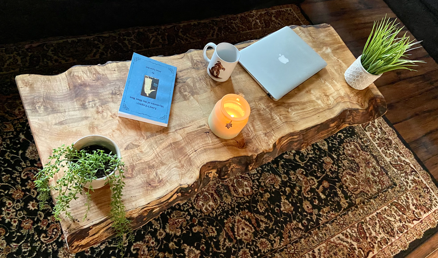 Live Edge Curly Maple Burl Wood Coffee Table|Live Edge Spalted Maple Table|Rustic Coffee Table|High Figure Maple|Bird's Eye Maple|Burl Maple