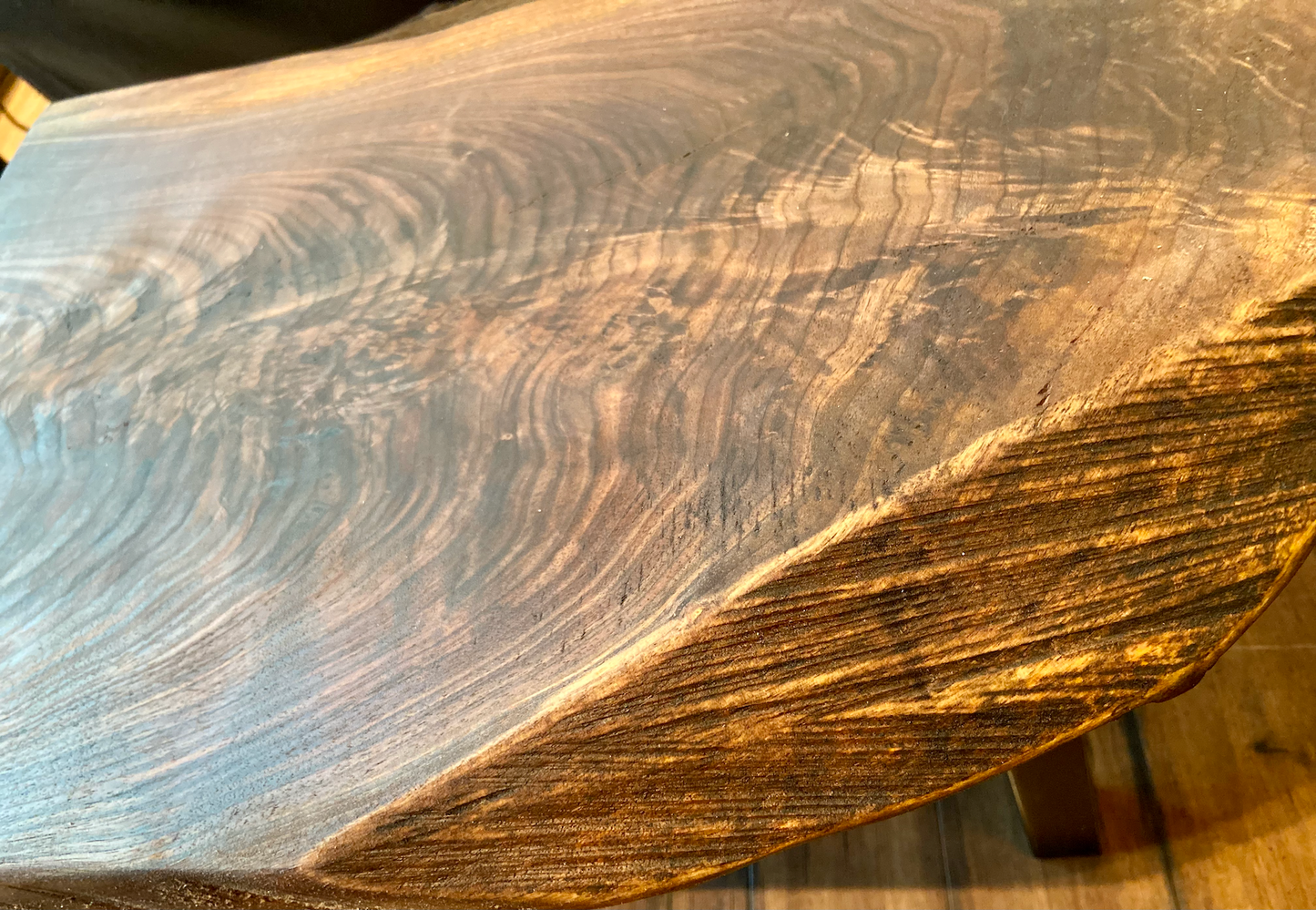 Figured Live Edge Walnut Wood End Table|Live Edge Accent Table| Live Edge Side Table|Rustic Plant Stand|Rough Sawn Black Walnut Wood Table