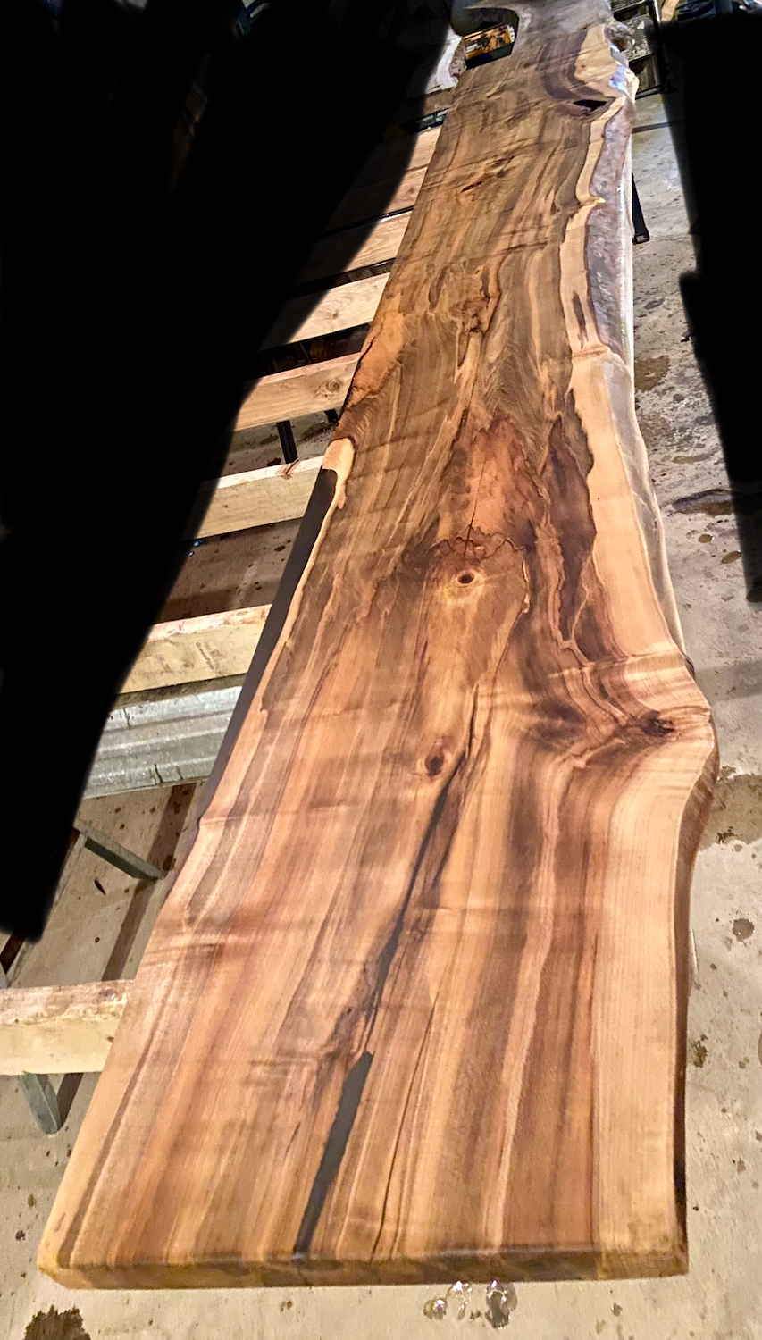 12 Foot Long, High Figure Maple Floating Desk