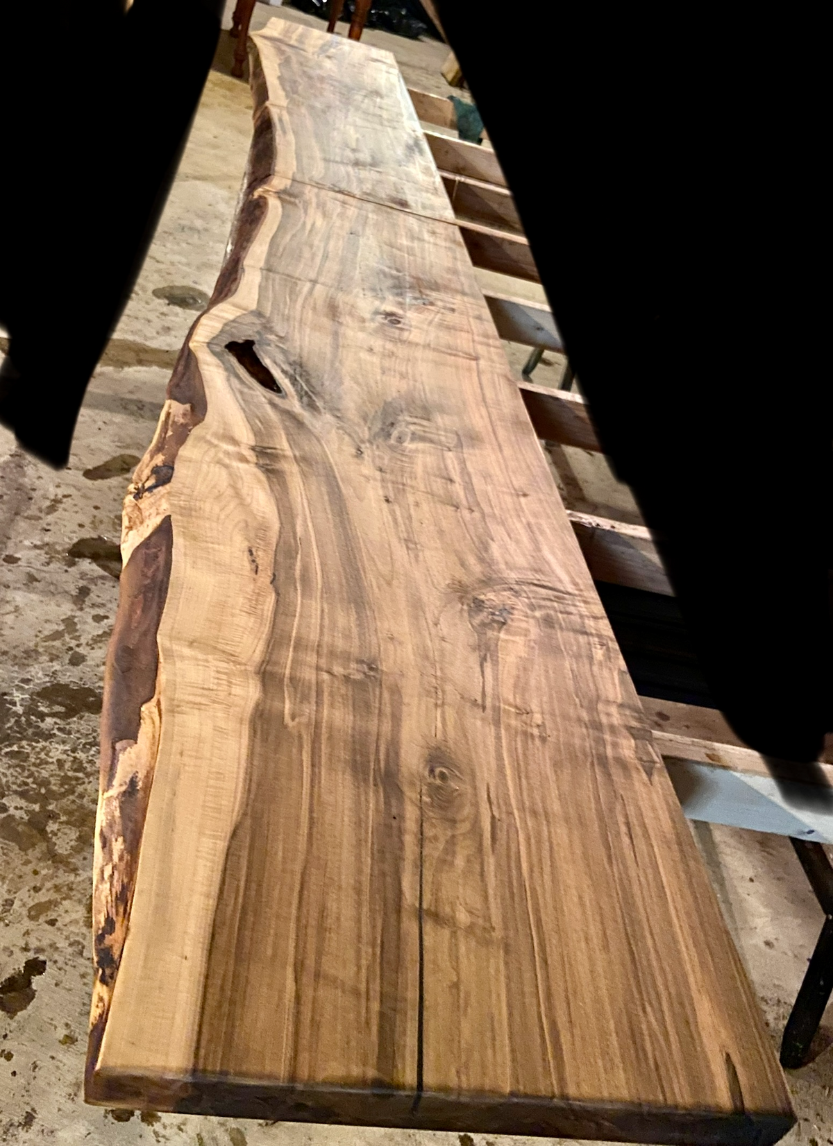 12 Foot Long, High Figure Maple Floating Desk