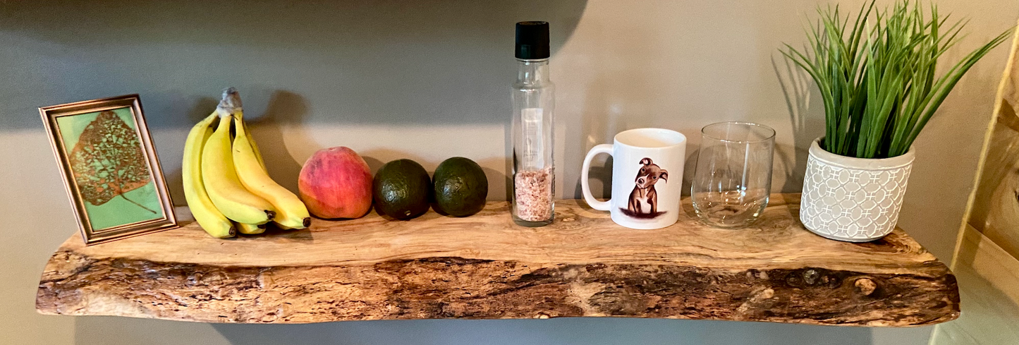 Live Edge Spalted Maple Wood Floating Shelf|Ambrosia Maple Natural Edge Wood Shelf|Rustic Live Edge Maple|Live Edge Maple Wood Mantel Ledge