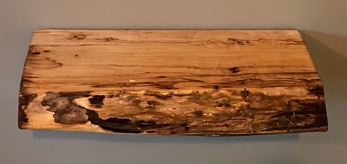 Set of 2 Small Live Edge Spalted Maple Floating Shelves|Rustic Farmhouse Wood Shelves|Live Edge Wood Shelves|Wooden Display Floating Shelves
