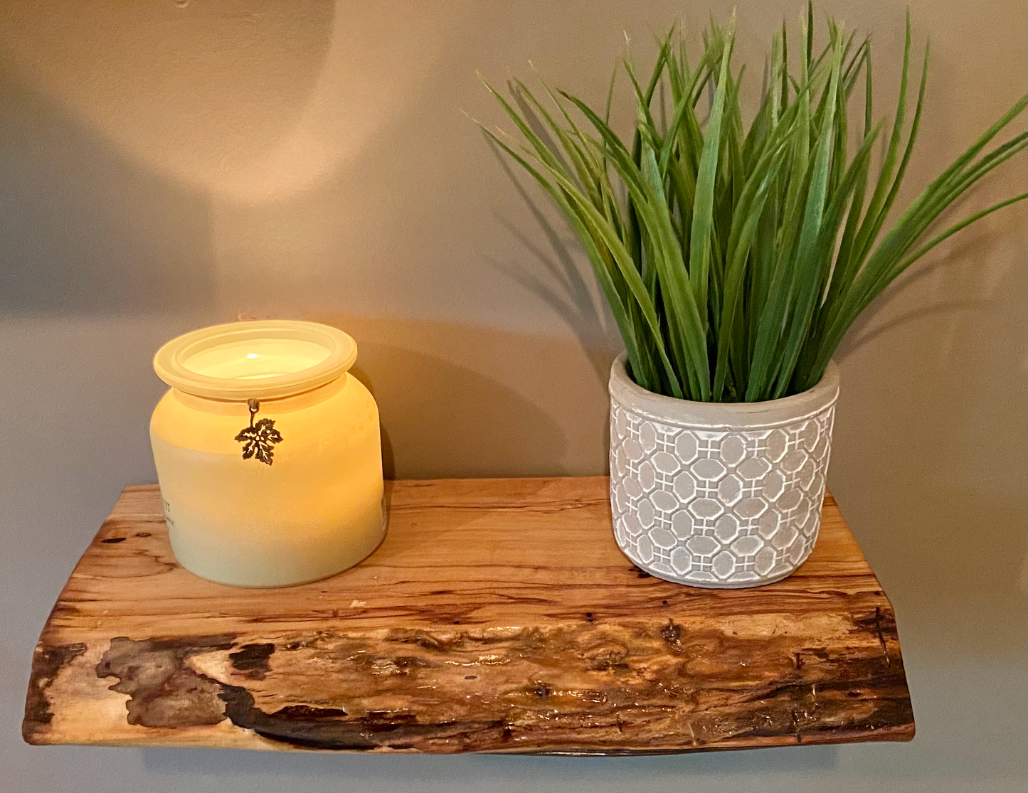 Set of 2 Small Live Edge Spalted Maple Floating Shelves|Rustic Farmhouse Wood Shelves|Live Edge Wood Shelves|Wooden Display Floating Shelves
