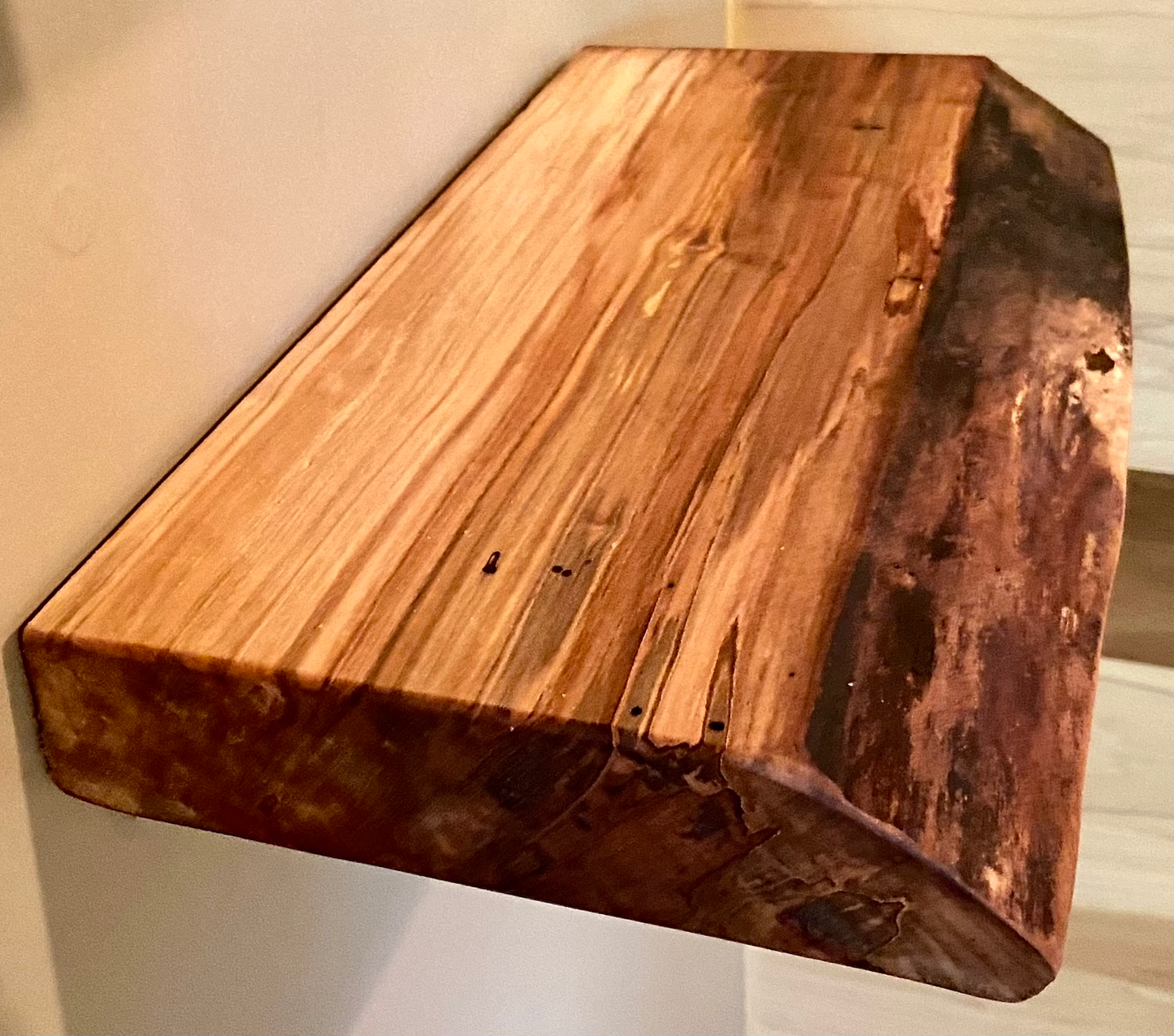 Set of 2 Small Live Edge Spalted Maple Floating Shelves|Rustic Farmhouse Wood Shelves|Live Edge Wood Shelves|Wooden Display Floating Shelves