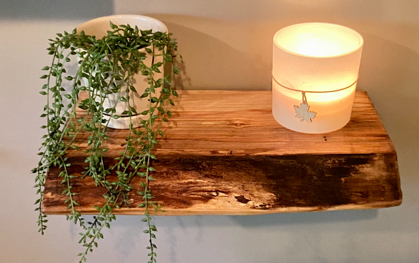Set of 2 Small Live Edge Spalted Maple Floating Shelves|Rustic Farmhouse Wood Shelves|Live Edge Wood Shelves|Wooden Display Floating Shelves