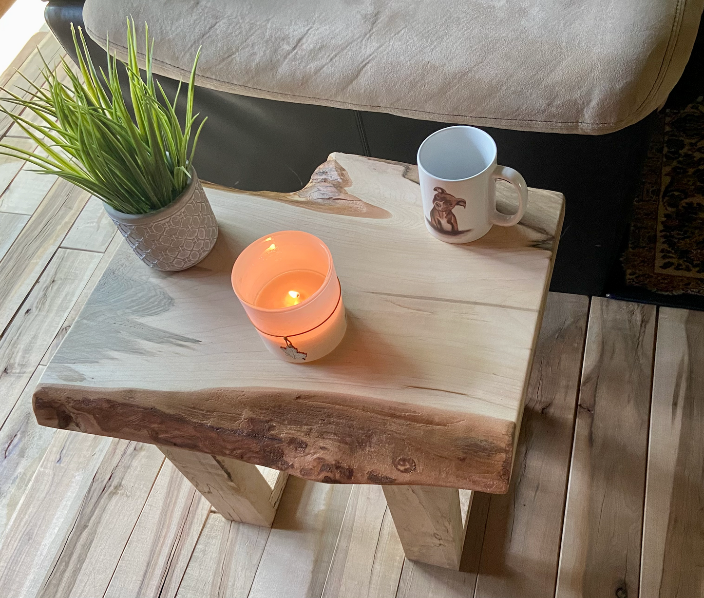 Small Live Edge Ambrosia Maple End Table (20"L x 16"W)|Modern Coffee Table|Sleek Live Edge Side Table|Maple Wood Accent Table|Bedside Table