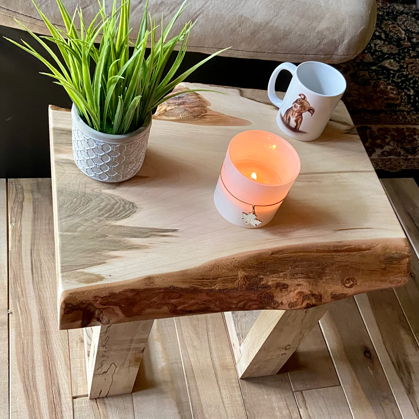 Small Live Edge Ambrosia Maple End Table (20"L x 16"W)|Modern Coffee Table|Sleek Live Edge Side Table|Maple Wood Accent Table|Bedside Table