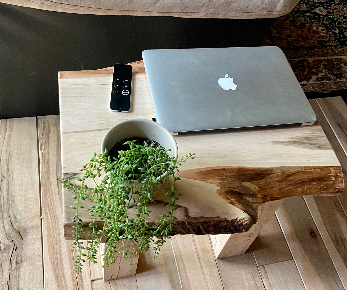 Small Live Edge Ambrosia Maple End Table (20"L x 16"W)|Modern Coffee Table|Sleek Live Edge Side Table|Maple Wood Accent Table|Bedside Table