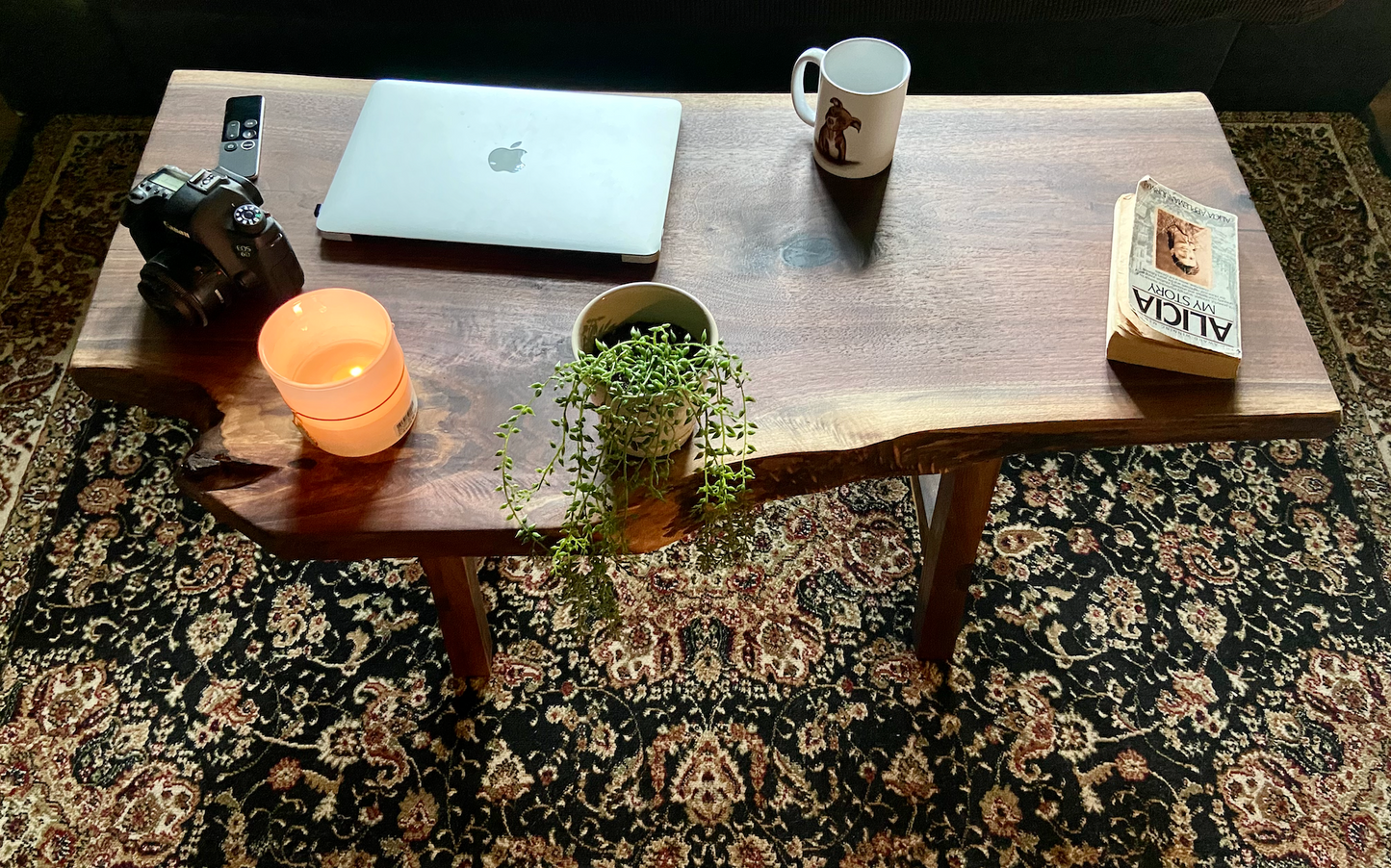 Forked Live Edge Walnut Wood Coffee Table|Rustic Wood Table|Natural Live Edge Black Walnut Sofa Table|Live Edge Rustic Walnut Table|Organic