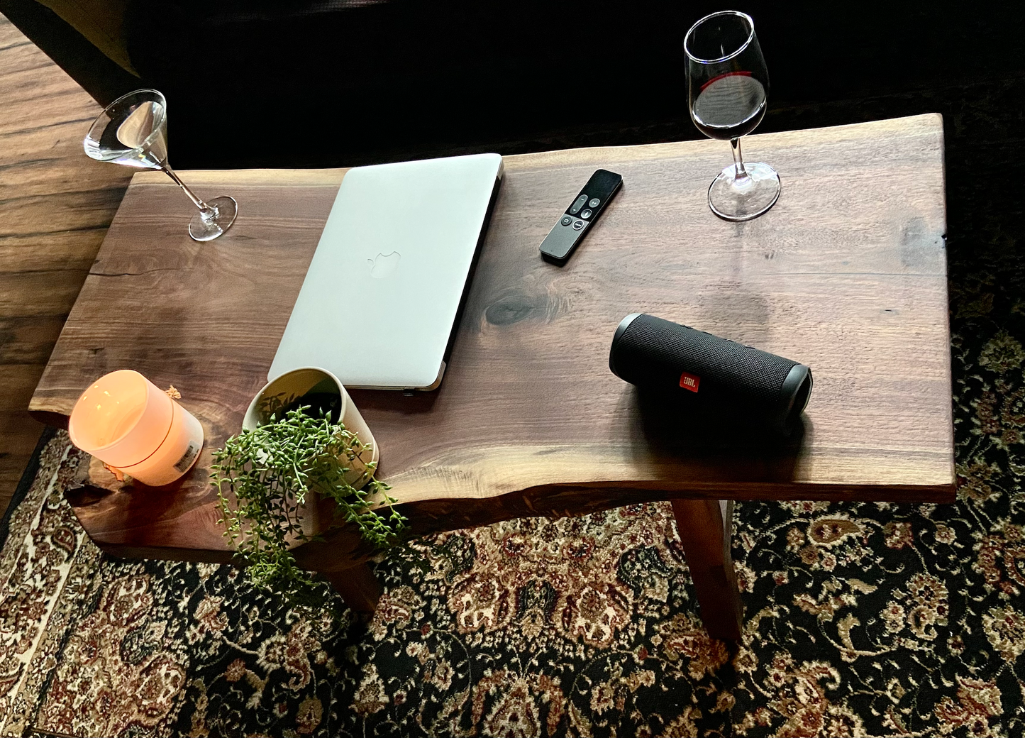 Forked Live Edge Walnut Wood Coffee Table|Rustic Wood Table|Natural Live Edge Black Walnut Sofa Table|Live Edge Rustic Walnut Table|Organic