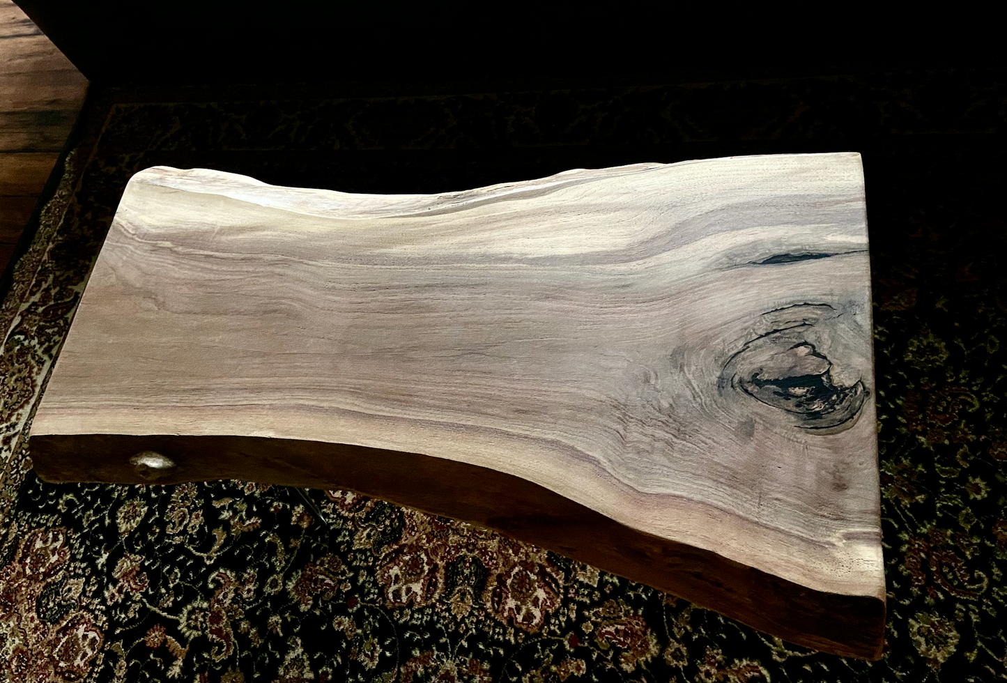Gray and Violet Live Edge Walnut Rustic Wood Coffee Table|Black Walnut Live Edge Wood Table Top|Natural Edge Coffee Table|Natural Wood Table