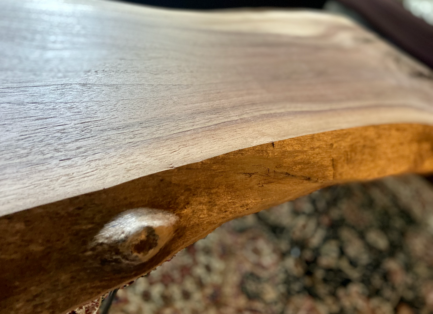 Gray and Violet Live Edge Walnut Rustic Wood Coffee Table|Black Walnut Live Edge Wood Table Top|Natural Edge Coffee Table|Natural Wood Table