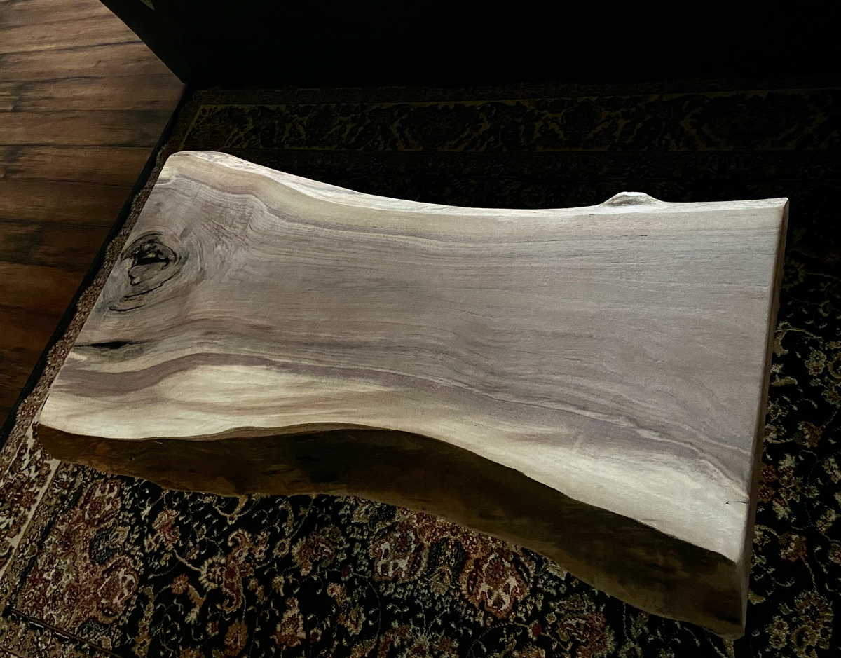 Gray and Violet Live Edge Walnut Rustic Wood Coffee Table|Black Walnut Live Edge Wood Table Top|Natural Edge Coffee Table|Natural Wood Table