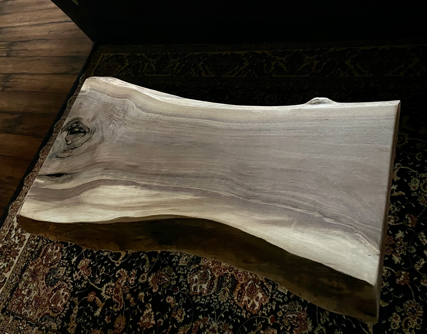 SET - Rustic Live Edge Walnut Wood Coffee Table and Live Edge Walnut Floating Shelf Furniture Set