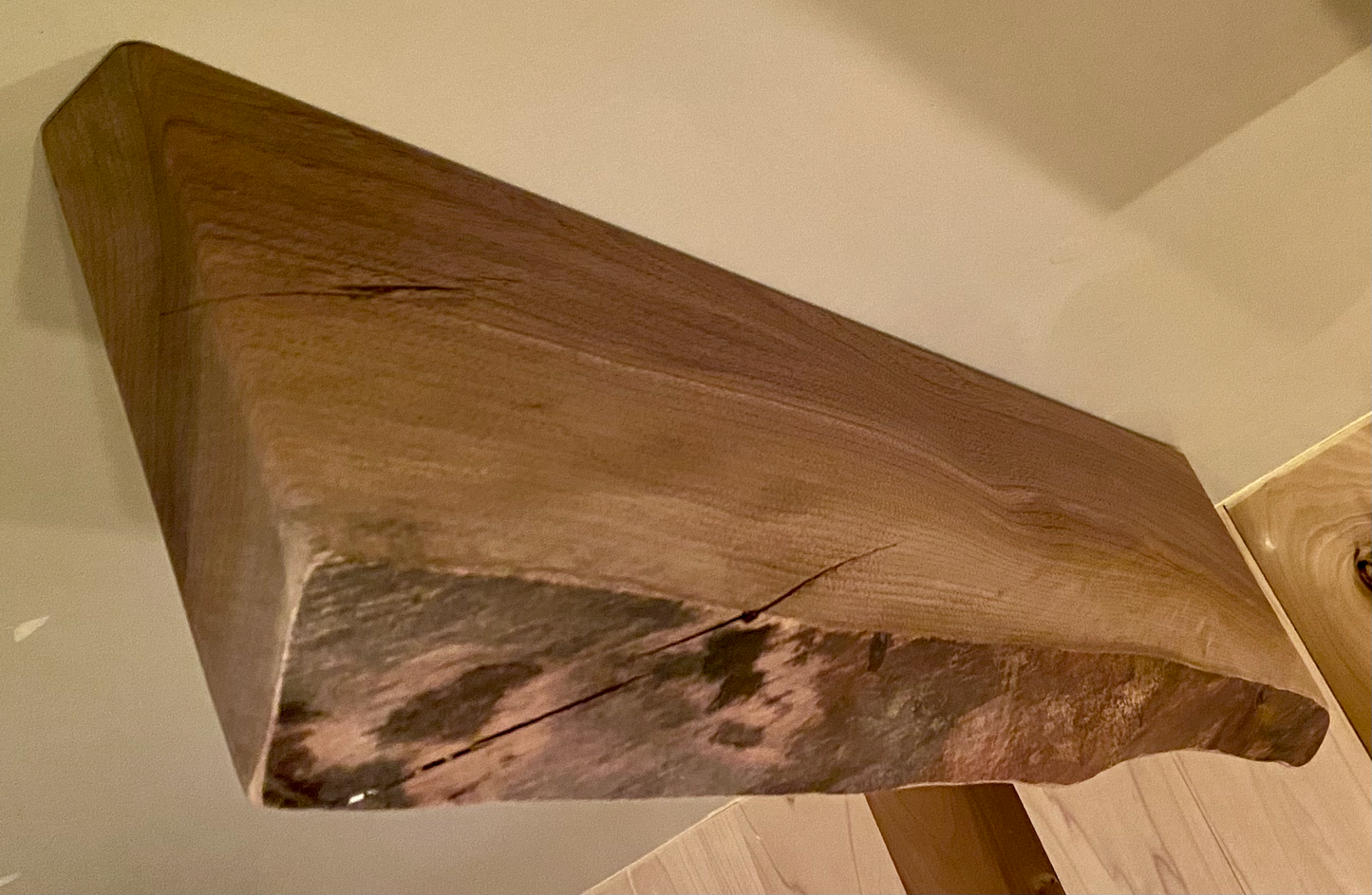 SET - Rustic Live Edge Walnut Wood Coffee Table and Live Edge Walnut Floating Shelf Furniture Set