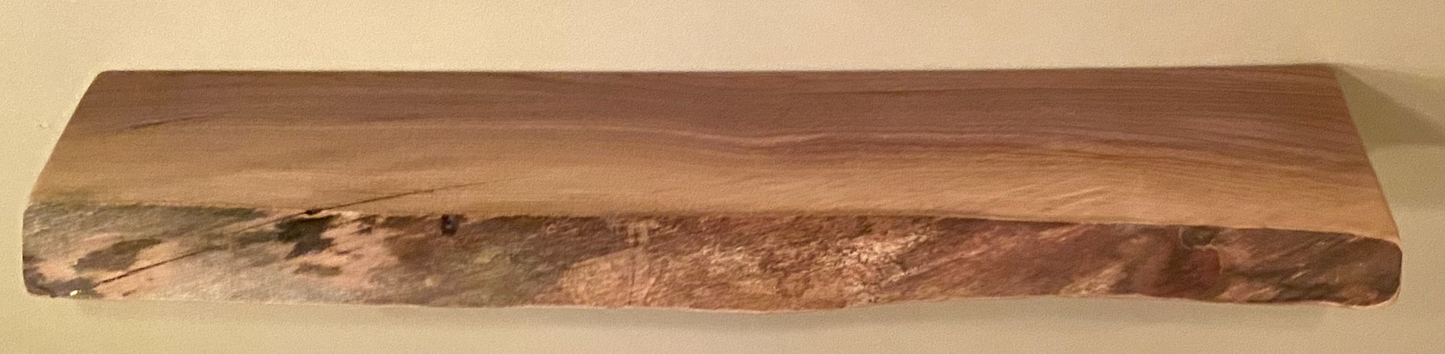 SET - Rustic Live Edge Walnut Wood Coffee Table and Live Edge Walnut Floating Shelf Furniture Set