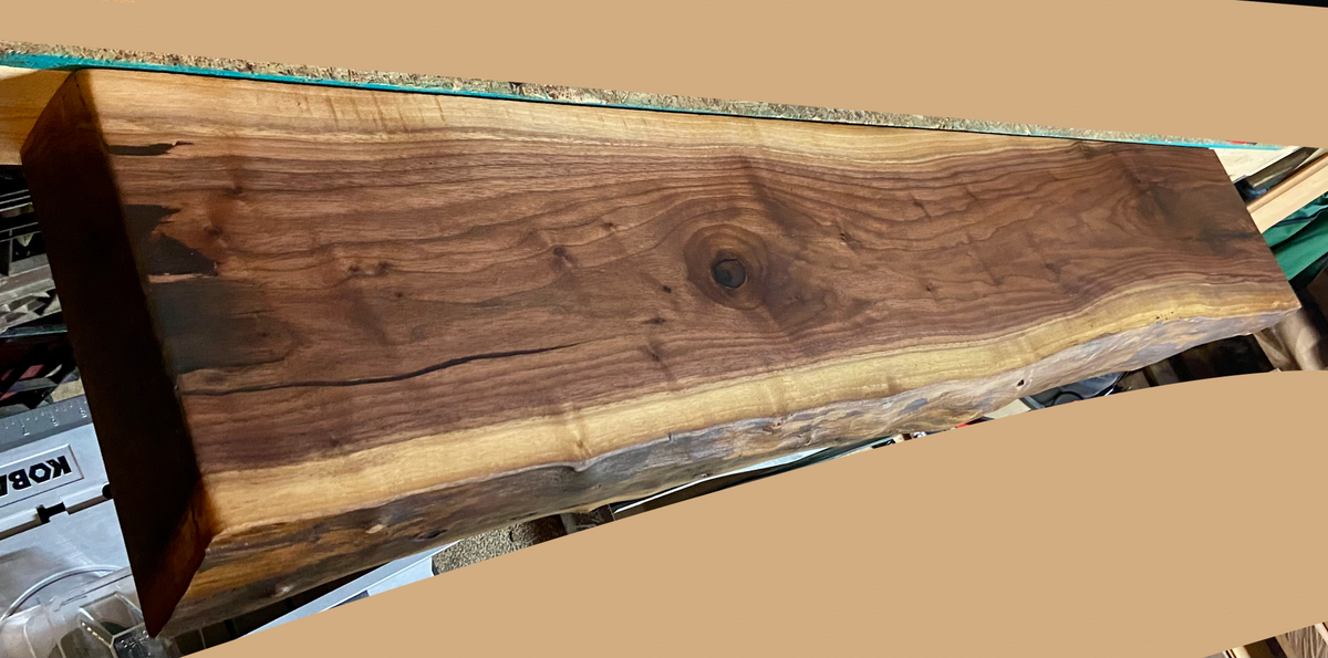 Rustic Live Edge Walnut Mantel w/Lighter Sapwood