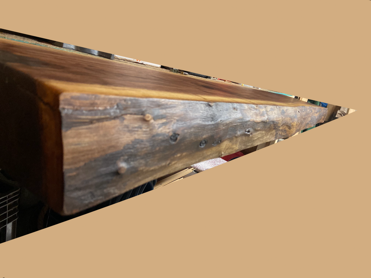 Rustic Live Edge Walnut Mantel w/Lighter Sapwood