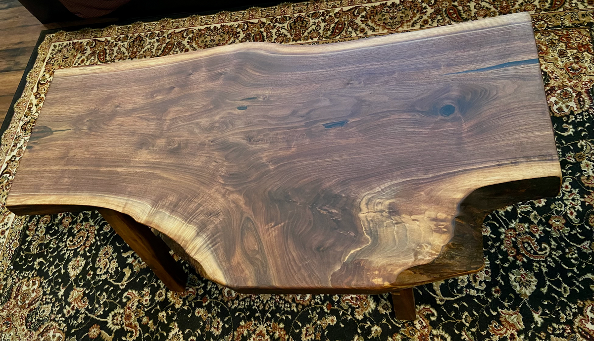 Walnut Rustic Live Edge Wood Table|Forked Walnut Wood Coffee Table|Natural Edge Wood Walnut Table|Rustic Wood Display Table w/Unique Grains
