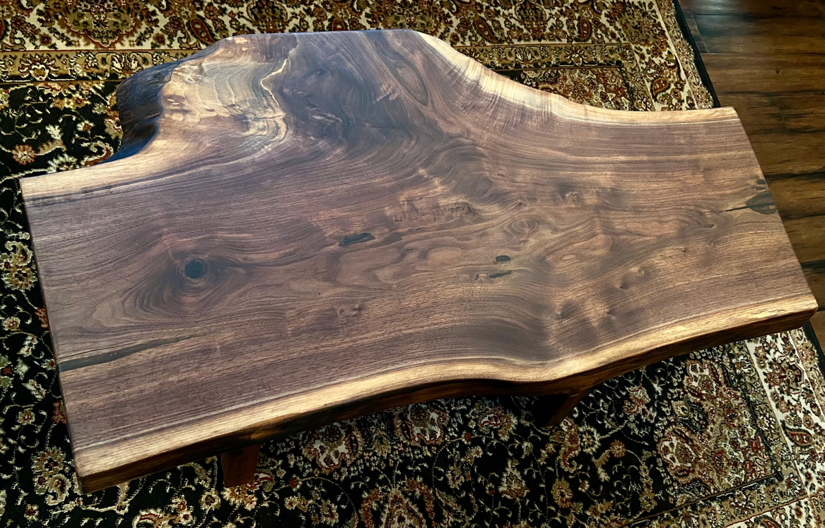 Walnut Rustic Live Edge Wood Table|Forked Walnut Wood Coffee Table|Natural Edge Wood Walnut Table|Rustic Wood Display Table w/Unique Grains