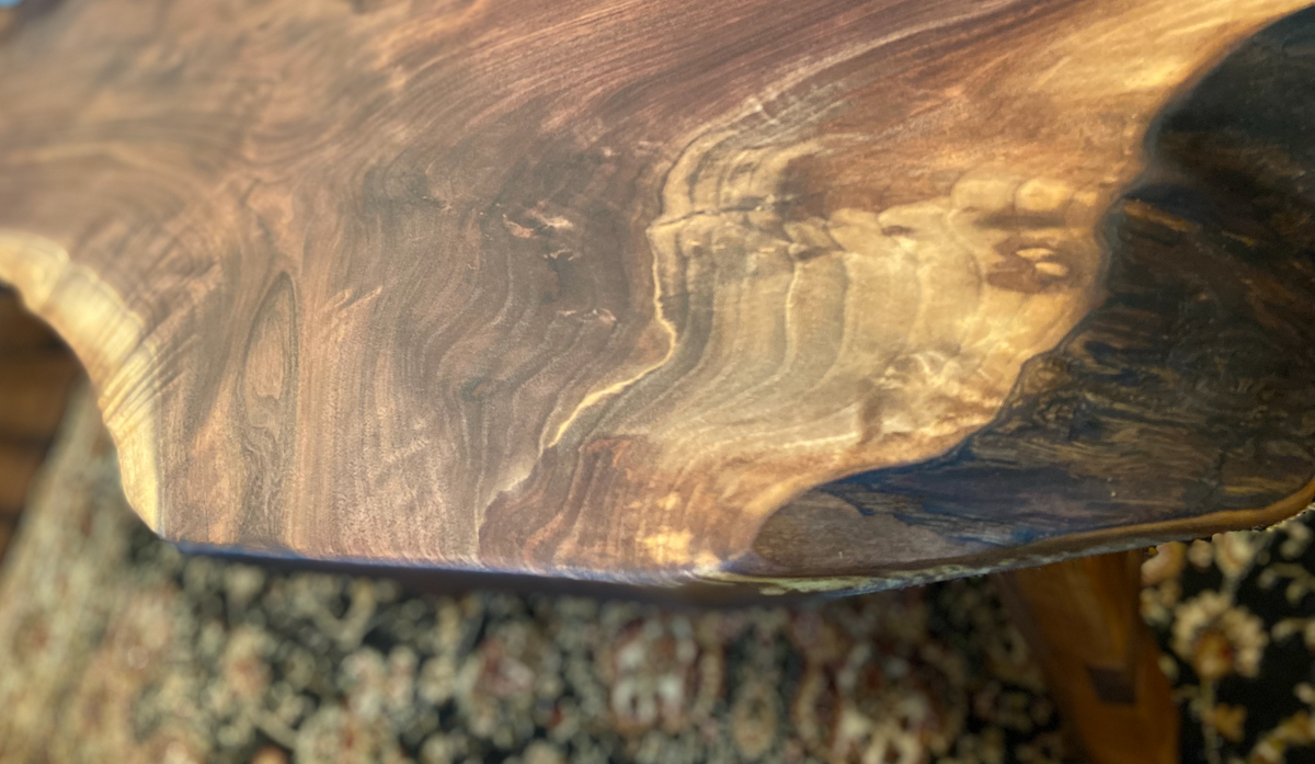 Walnut Rustic Live Edge Wood Table|Forked Walnut Wood Coffee Table|Natural Edge Wood Walnut Table|Rustic Wood Display Table w/Unique Grains