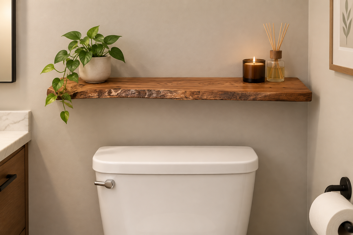 Custom Live Edge English Chestnut Wood Floating Shelves - Handmade Rustic Wall Shelves