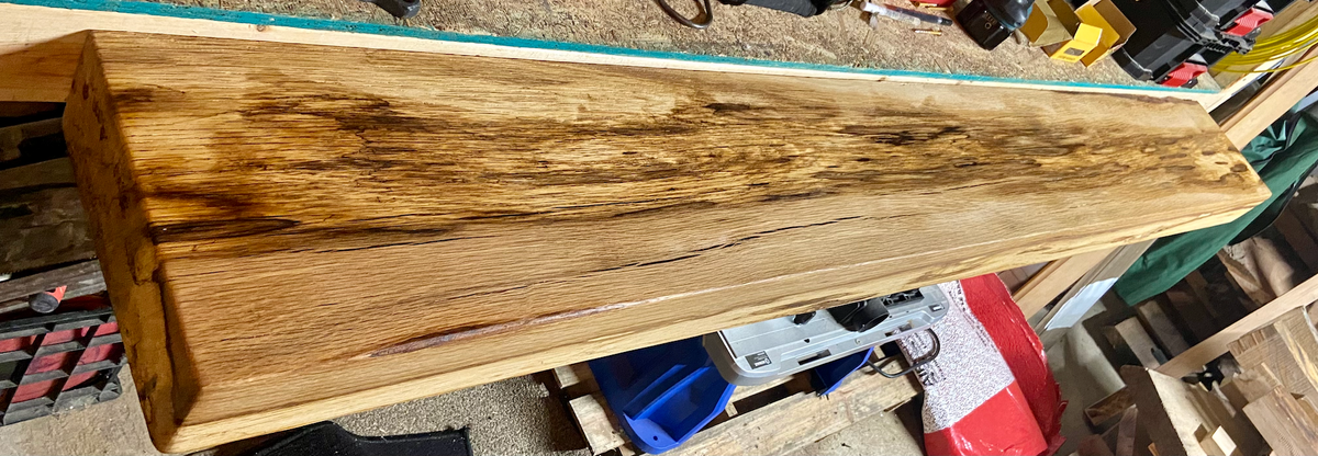 Dimensional Spalted Oak Floating Mantel