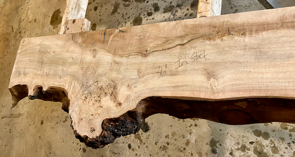 Rustic Furniture Set: Live Edge Burl Maple Coffee Table and Matching Maple Floating Shelf