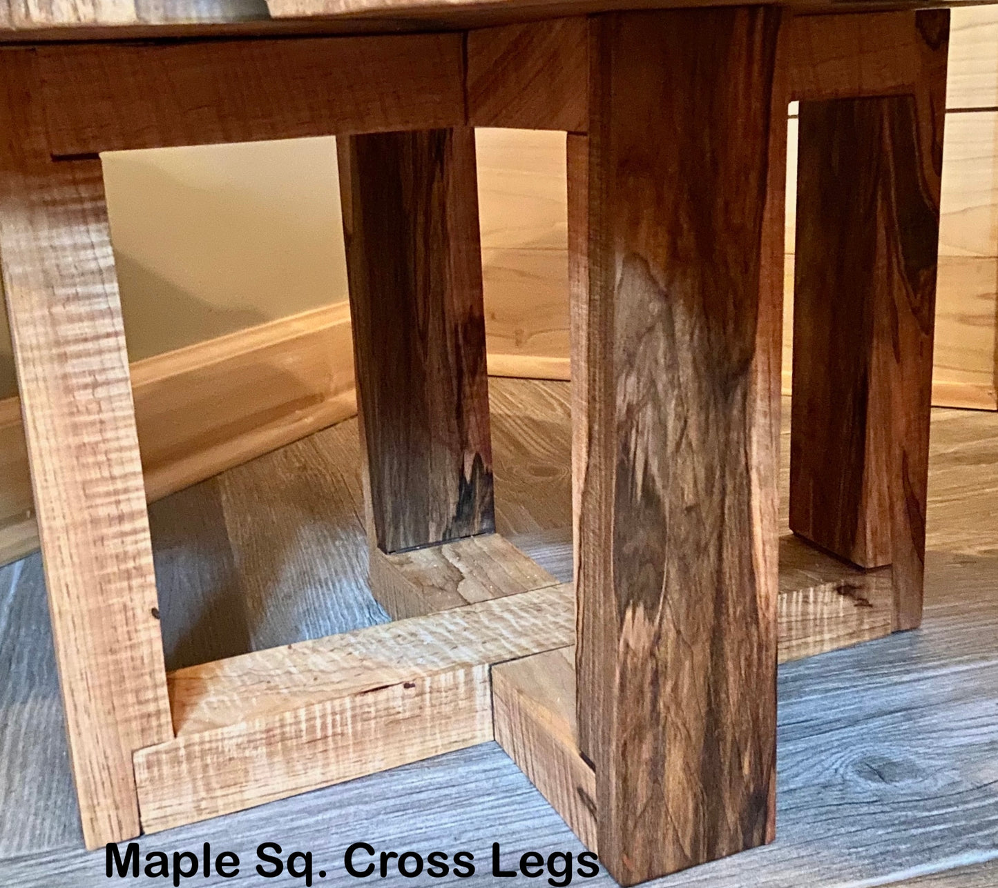 Round Natural Edge Spalted Maple Coffee Table|Contemporary Rustic Live Edge Wormy Maple Wafer Table|Cross Cut Natural Edge Round Table