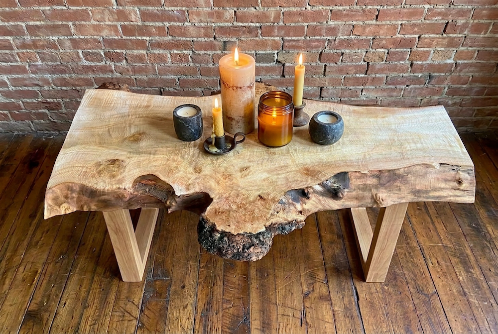Burl Live Edge Curly Maple Table