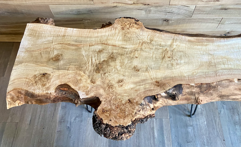 Burl Live Edge Curly Maple Table