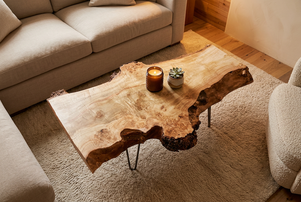 Burl Live Edge Curly Maple Table