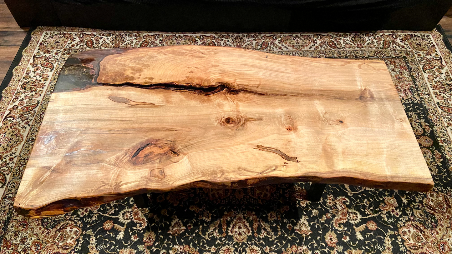 Live Edge Ambrosia Maple Wood Coffee Table|Modern Rustic Coffee Table|Live Edge Maple Coffee Table|Live Edge Wood Mid-Century Modern Table