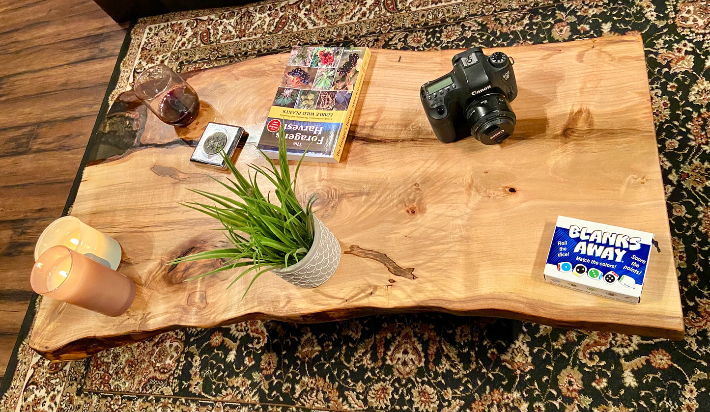 Live Edge Ambrosia Maple Wood Coffee Table|Modern Rustic Coffee Table|Live Edge Maple Coffee Table|Live Edge Wood Mid-Century Modern Table