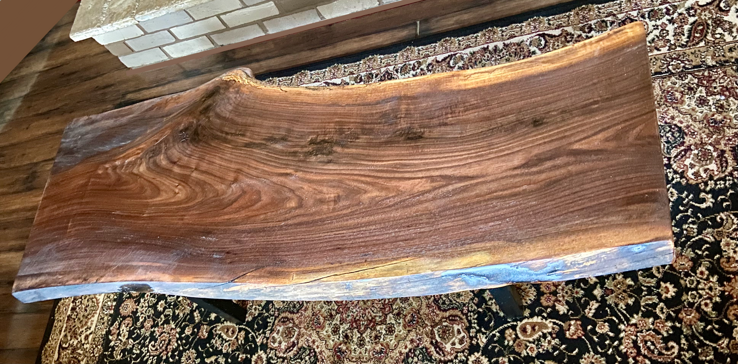 Timeless Live Edge Black Walnut Console Table | Long Live Edge Coffee Table | Live Edge Sofa Table | Live Edge Walnut Wood Display Table