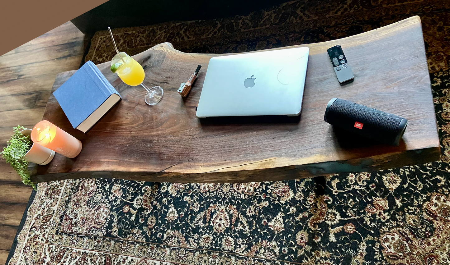 Timeless Live Edge Black Walnut Console Table | Long Live Edge Coffee Table | Live Edge Sofa Table | Live Edge Walnut Wood Display Table