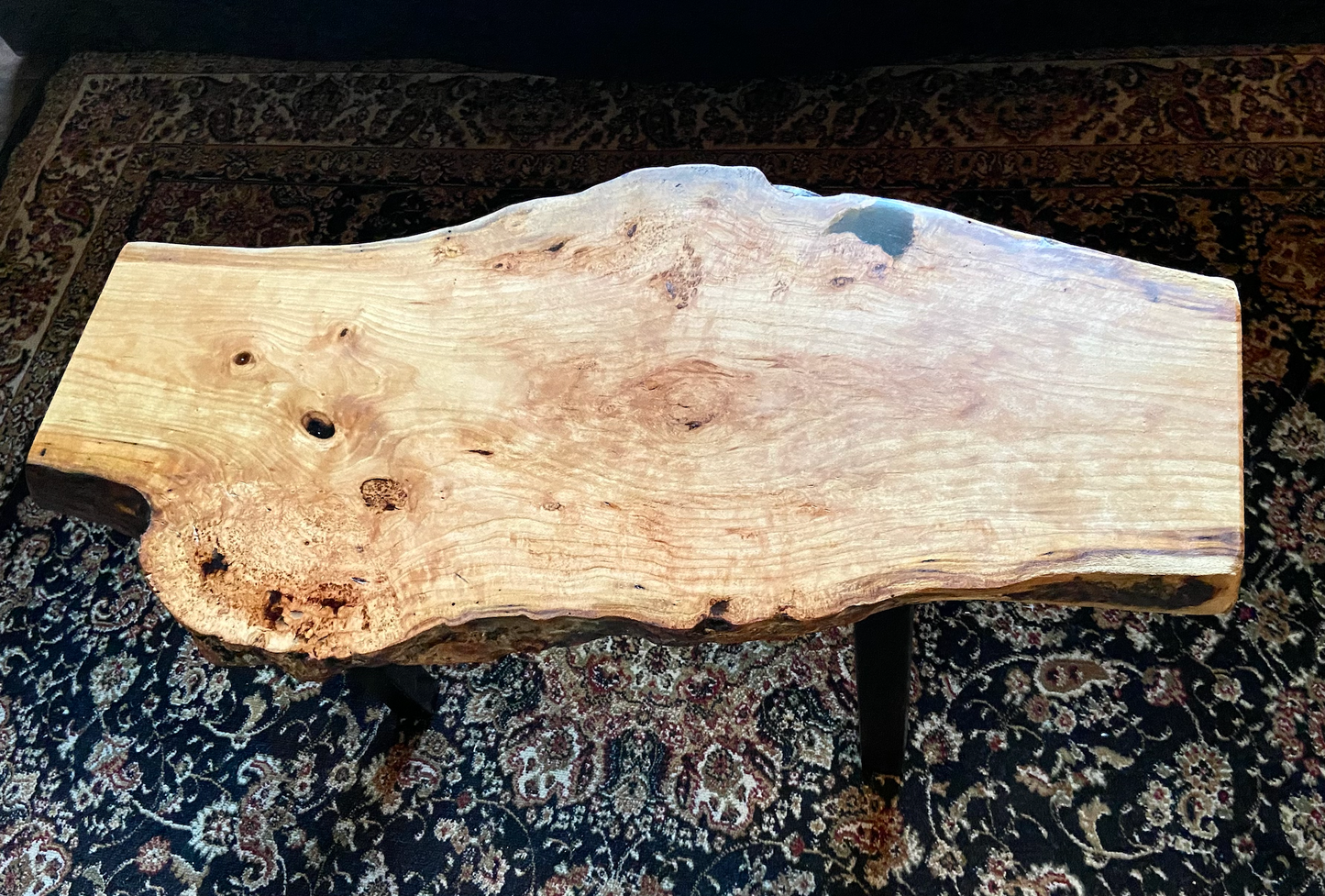 Live Edge Cherry Burl Accent Table|Cherry Burl Live Edge End Table|Small Live Edge Coffee Table Cherry Wood Display Table|Burl Wood Table