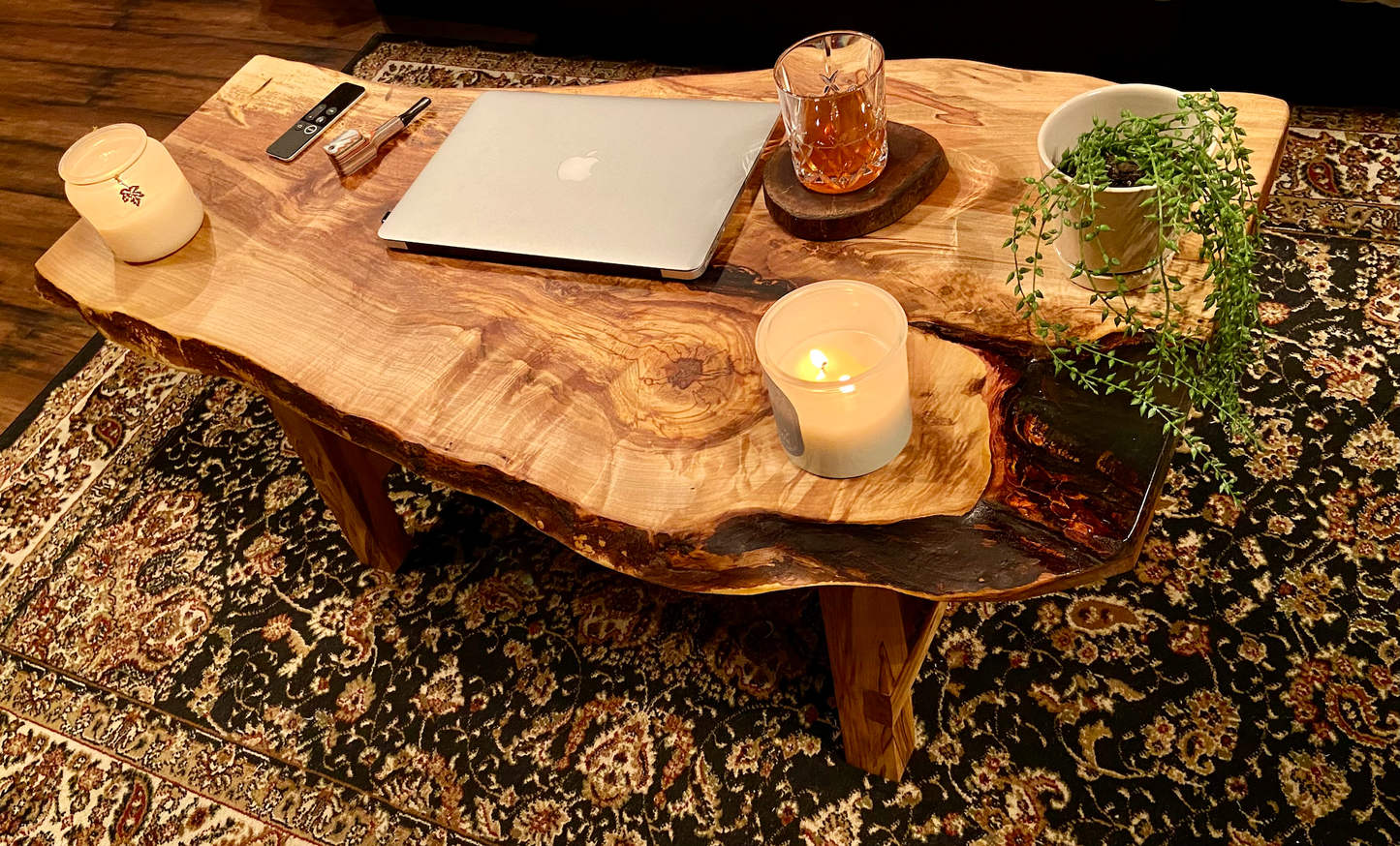 Beautiful Live Edge Ambrosia Maple Coffee Table|Clean Rustic Coffee Table|Live Edge Maple Table|Live Edge Coffee Table w/Maple Wood Legs