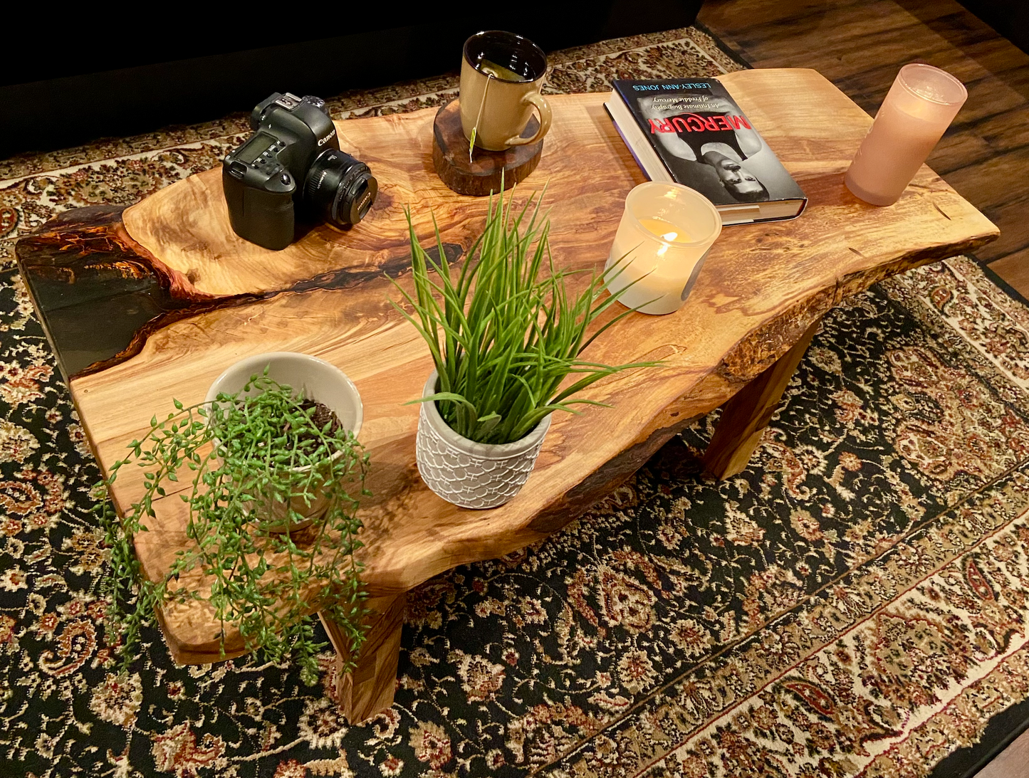 Beautiful Live Edge Ambrosia Maple Coffee Table|Clean Rustic Coffee Table|Live Edge Maple Table|Live Edge Coffee Table w/Maple Wood Legs